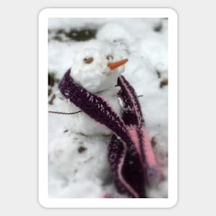 snowman in a pink scarf Sticker